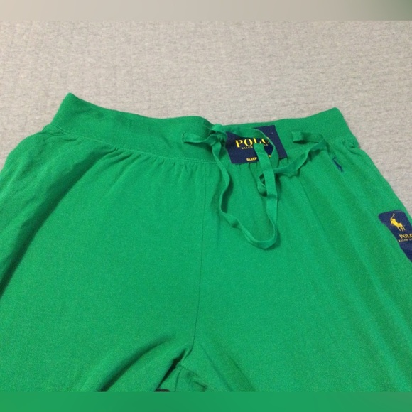 Polo Ralph Lauren Green Logo Jersey Sleep Joggers Size L w/Factory Defect - Picture 3 of 9
